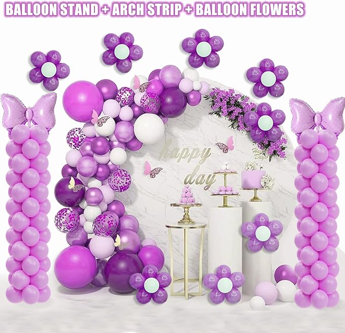 Balloon Column Stand Kit Set of 2, 7ft Height Adjustable Balloon Arch Kit, Metal Telescopic Pillar Balloon Stand, Birthday Party, Graduation, Wedding Christmas Decorations