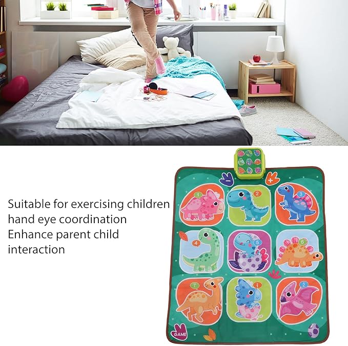 Pilipane Musical Dance Pad Electronic Dance Mat Adjustable Lighting Educational Collapsible Soft Dance Pad for Kids Adults Home Living Room Entertainment Plastic Polyester Material