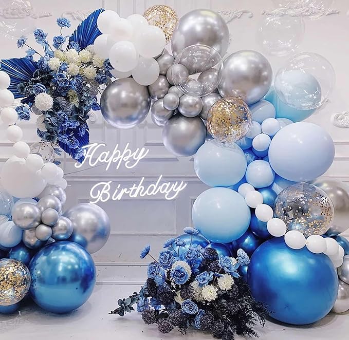 KALOR 22 Inch Blue Mylar Balloons, 10Pcs Big Metallic Balloons,Large 4D Giant Round Foil Balloon for Birthday Party Baby Shower Gender Reveal Decoration and Supplies