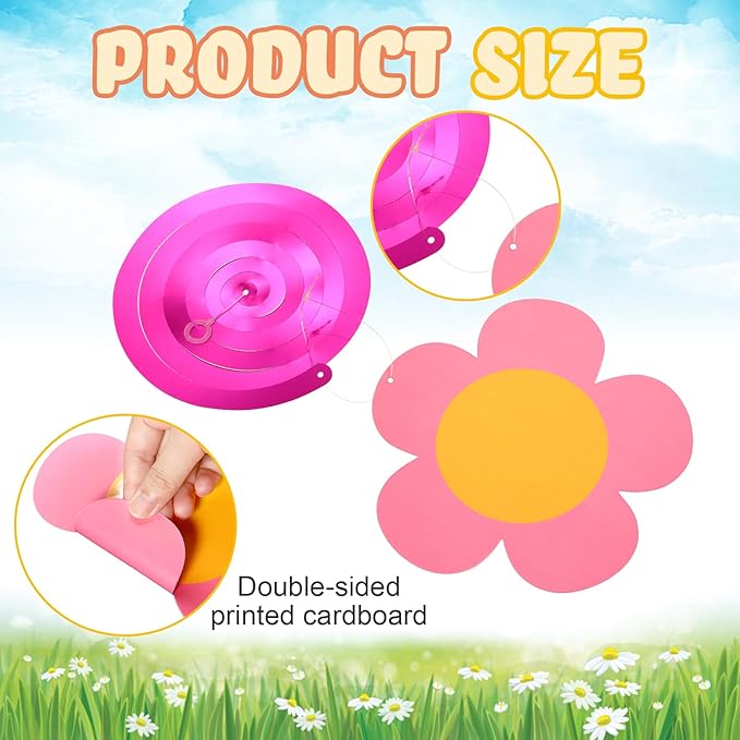60s 70s Hippie Party Decorations Foil Swirl Decorations, 60s 70s Peace out Sign Groovy Retro Party Retro Flower Cutouts Peace Sign Hanging Swirls Ceiling for Hippie Groovy Birthday, 30 Count(Lovely)