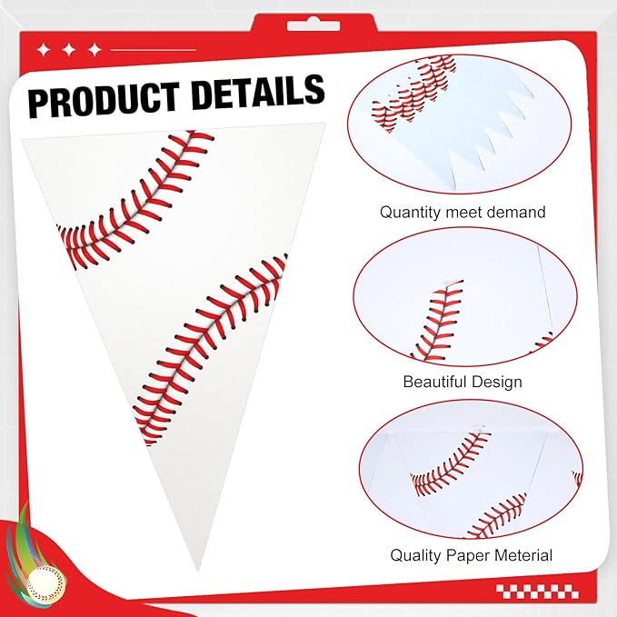 Jetec 5 Pcs 49 Ft Baseball Party Decorations Pennant Banner Pre-Assembled Sport Triangle Flag Bunting Garland for Baseball Birthday Party Supplies Sport Theme Decorations