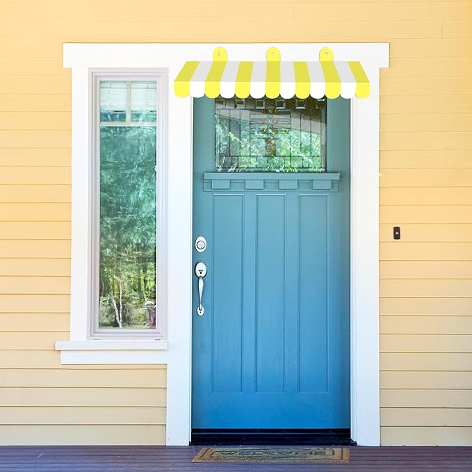 2 Pcs Circus Awning Wall Decorations 3D Carnival Tent Striped Awnings for Carnival Theme Party Lemonade Stand Classroom Decorations Circus Party Supplies (Yellow and White)