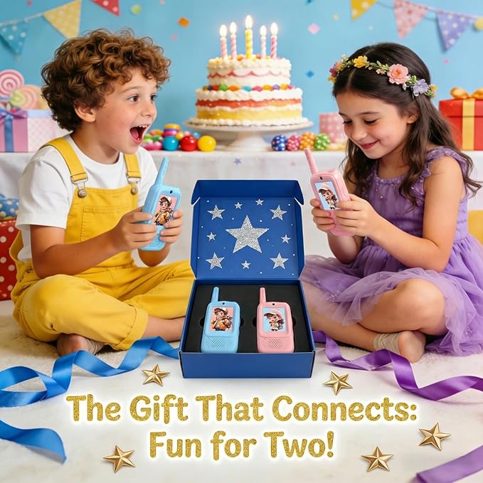 Video Walkie Talkies for Kids, 2 Pack Rechargeable Kids Walkie Talkies with Screen Display, Long Range Two-Way Radios with Voice Effects, Indoor Outdoor Camping Gift (Blue & Pink)