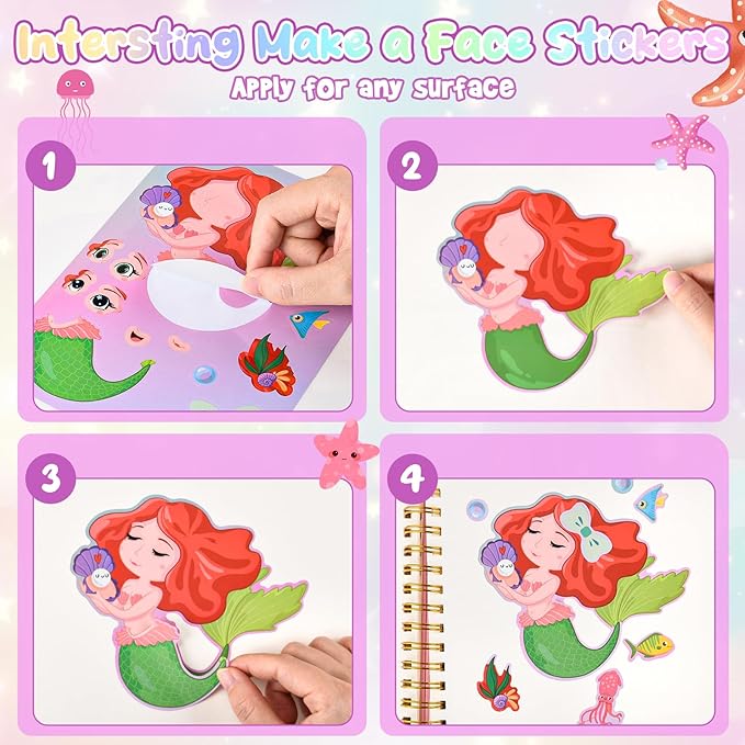 Party Favors for Kids: Mermaid Theme Goodie Bags Stuffers Birthday Party Supplies, Bracelets, Necklaces, Stampers, Notepads, Stickers, Gel Pens, Gift Bags Serves 12 Girls Birthday Party Decorations