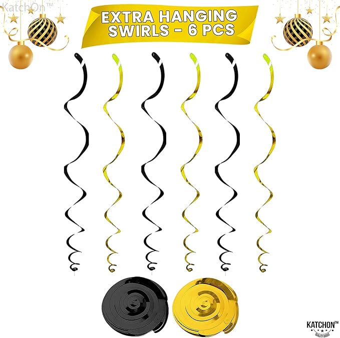 KatchOn, Happy New Year Hanging Swirls 2026 - Pack of 10, NO DIY | New Years Eve Party Supplies 2026 | Happy New Years Decorations 2026 | NYE Decorations 2026 | Happy New Year 2026