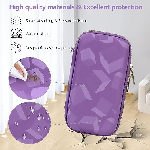 Supmay Carrying Case Compatible with WELLST·G/ for GuaiyeyeAP Handheld Game for Kids -Preloaded 220 Retro Video Games, Portable Gaming Player Storage Holder Travel Bag with Mesh Pocket, Purple(Cube)