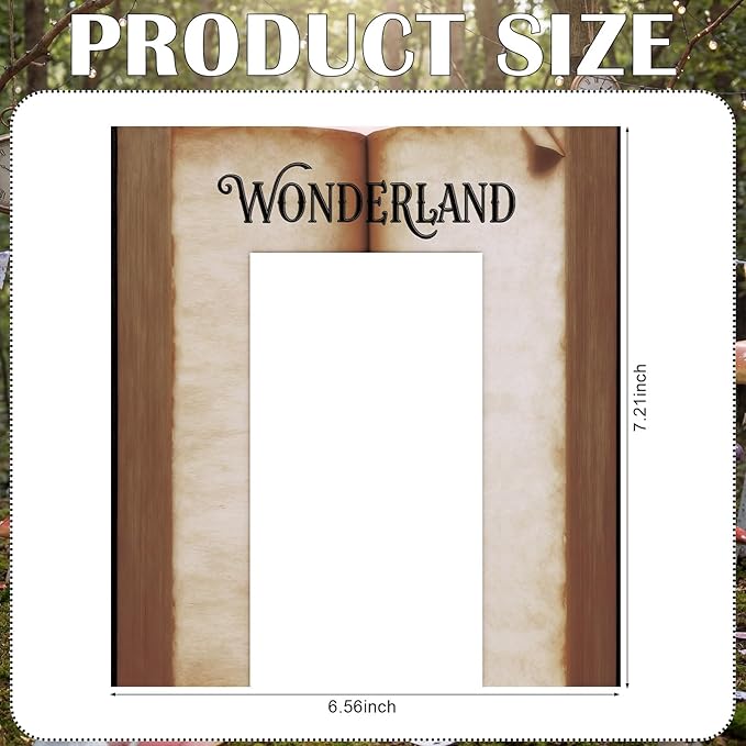 Preboun Wonderland Tea Party Decoration 6.56 x 7.22 ft Magic Book Door Banner Fairy Tale Themed Curtain Photo Props Background for Birthday Baby Shower Tea Party Supplies