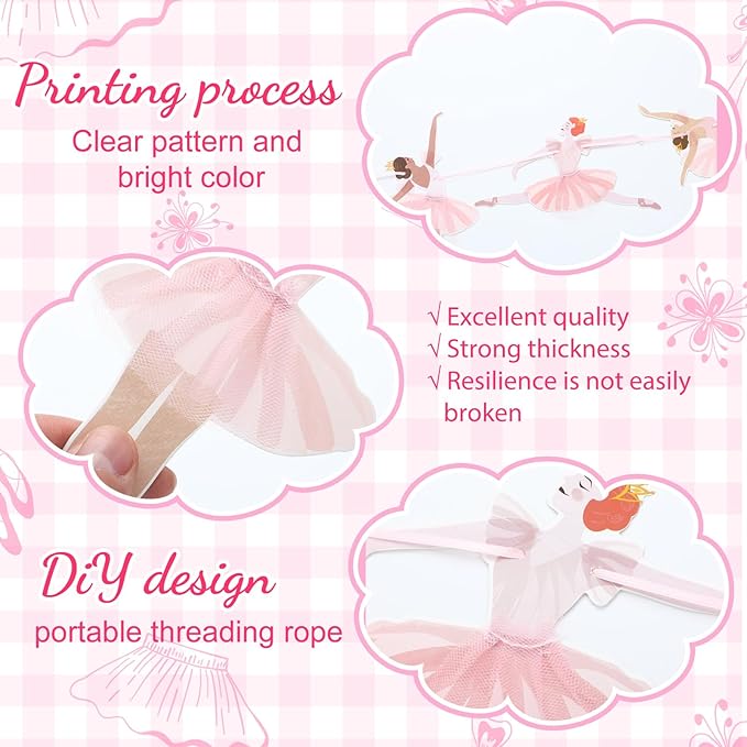 3 Pcs Ballerina Dancer Happy Birthday Banners Ballet Dancing Hanging Garland Pink Ballerina Party Decorations for Girls Women Birthday Wedding Ballet Theme Baby Shower Party Supplies