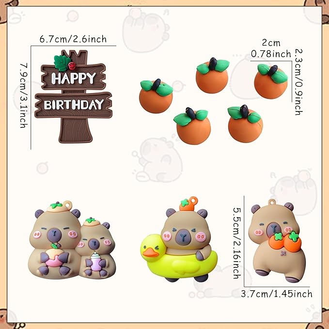 Capybara Cake Topper Capybara Birthday Party Decorations Cute Animal Cake Decoration Mini Blowfish Capy Birthday Party Supplies Favors Baby Shower Decor