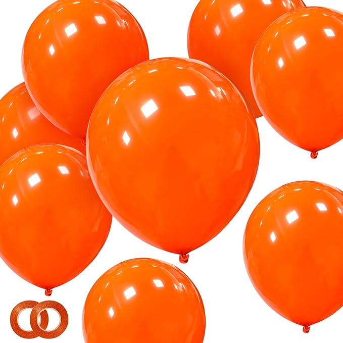 Orange Balloons 100 Pack 12 inch Thicken Latex Halloween Balloons Orange Round Helium Balloon for Halloween Birthday Kids Party Weddings thanksgiving Decorations Supplies