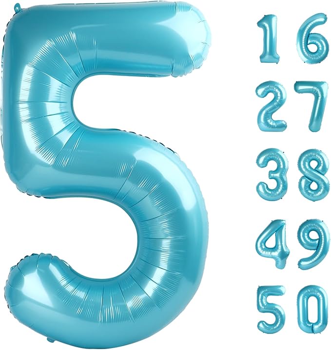 40 Inch Number 5 Balloon Jumbo Dark Blue Digit Foil Balloon for 5 15 25 50 55 2025 Graduation Anniversary Party Supplies 5th Birthday Photo Booth Backdrop for Boys Girls
