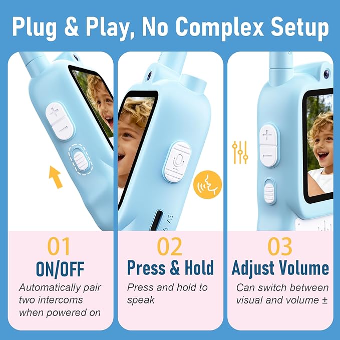 Lapare Video Walkie Talkies for Kids, Rechargeable Walkie Talkies with Screen, Outdoor Camping Toys & Birthday Gifts for Boys Girls 3-8