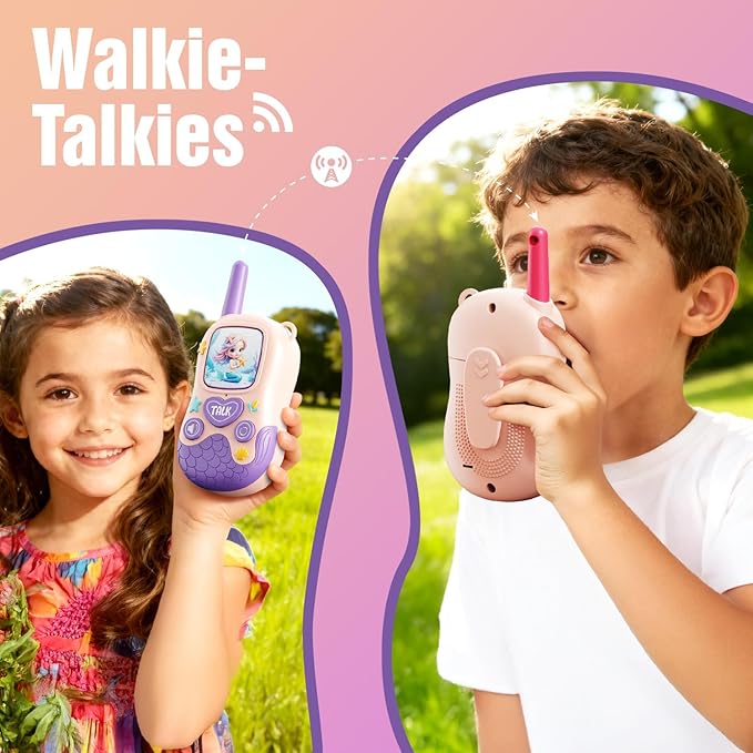 Walkie Talkies Toys for Girls:Mermaid Toys 2 Pack Walkie Talkies for Kids Toys 4 5-7 8 Year Old Girl Birthday Gifts for 4 5 6 7-9 Year Old, Camping Outdoor Game Easter Gifts Stocking Stuffers for Kids