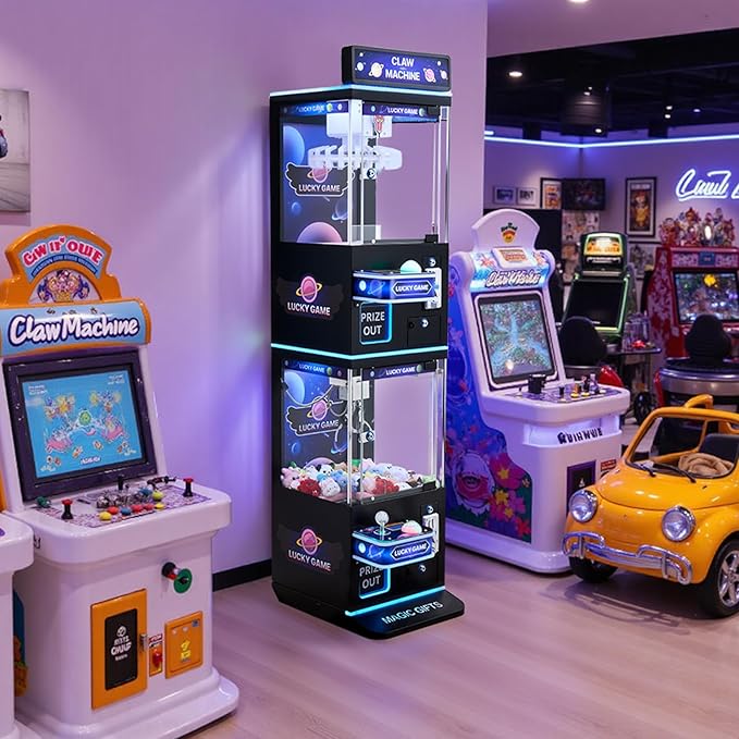 VEVOR Claw Crane Machine, Medium-Sized Arcade Game Machine with Claw + Grabber Double-Layer, Light & Sound, Toy Candy Grabber Prize Dispenser Vending Toy, for Commercial Home Cinema, Black Purple