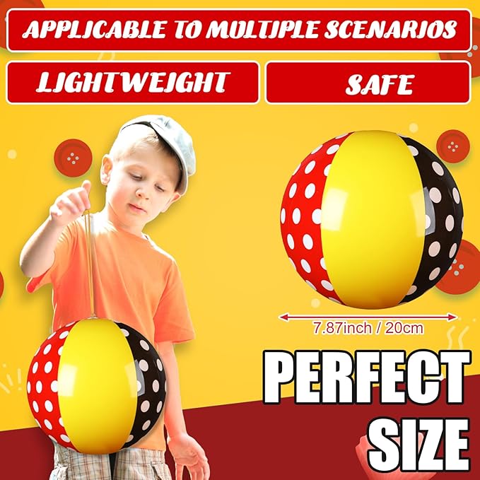 12 Pcs Red White Polka Dots Punching Balloons for Kids PVC Inflatable Punch Bouncy Balloon Heavy Duty Cartoon Party Favors Goodie Bags Stuffers Classroom Rewards Carnival Toy Prizes