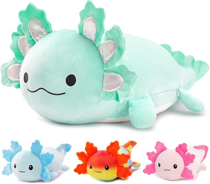 4Pcs Axolotl Plush, Large Salamander Stuffed Animal Mommy 24" with 3 Babies in Tummy, Plushie Pillow Gifts for Kids