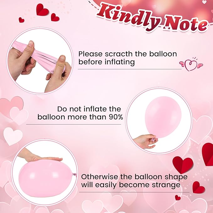 Red Pink White Balloons, Valentine's Day Balloon with Pink Heart Confetti Latex Balloons For Valentine Party Birthday Baby Shower Party Wedding Bridal Anniversary Engagement Decorations