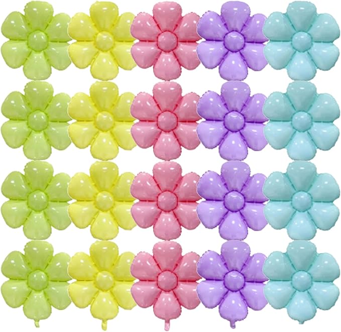 ZHENGYE Daisy Balloons Flower Mylar Balloons Daisy Theme Party Decoration Baby Shower Wedding Birthday Decoration Supplies(10 Pcs)