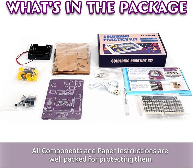 Basic Soldering Kit for Teaching, Soldering Practice Kit with Retro Classic Games, Soldering Projects for STEM Education, Electronic Kits for College High School Students Learning
