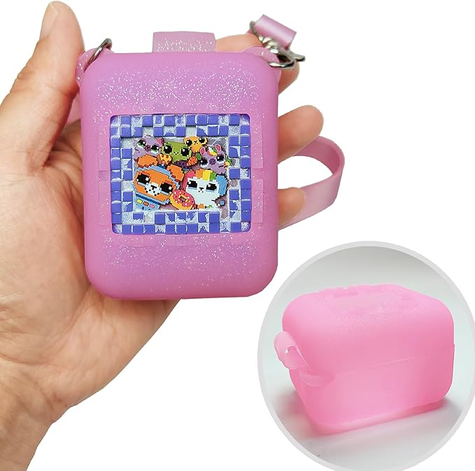 Silicone Case for Bitzee Interactive Toy Digital Pet Case, Protective Skin Cover for Bitzee Virtual Electronic Pets Lanyard Accessories (Pink)
