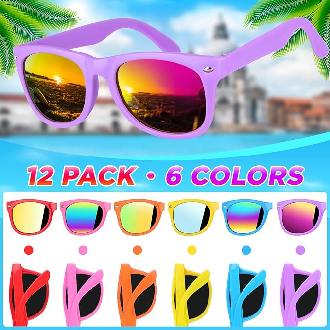 GINMIC Kids sunglasses Party Favors, 12Pack Kids, Boys and Girls Sunglasses Bulk Age 3-8 with UV400 Protection,Party Favors For Kids, Birthday Classroom Goodie Bags Party Supplies