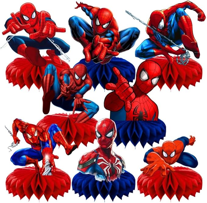 8Pcs Spider Honeycomb Table Centerpiece Spider Birthday Party Supplies Table Decorations for Kids Party Decorations