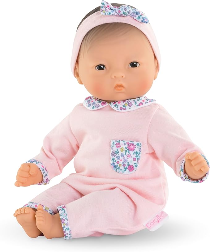 Corolle Bébé Calin Mila - 12" Soft Boy Baby Doll with Vanilla Scent, Pink Outfit & Sleeping Eyes for Girls Ages 18 Months+, Cute Reborn Realistic Baby Dolls for 2 Year Old Girls