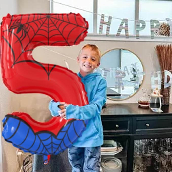 40 Inch Giant Spider Theme Number Foil Balloons - Large Number 5 Balloons for Kids' Birthday Anniversary Party Decorations Supplies (Numbers 0-9 Available)