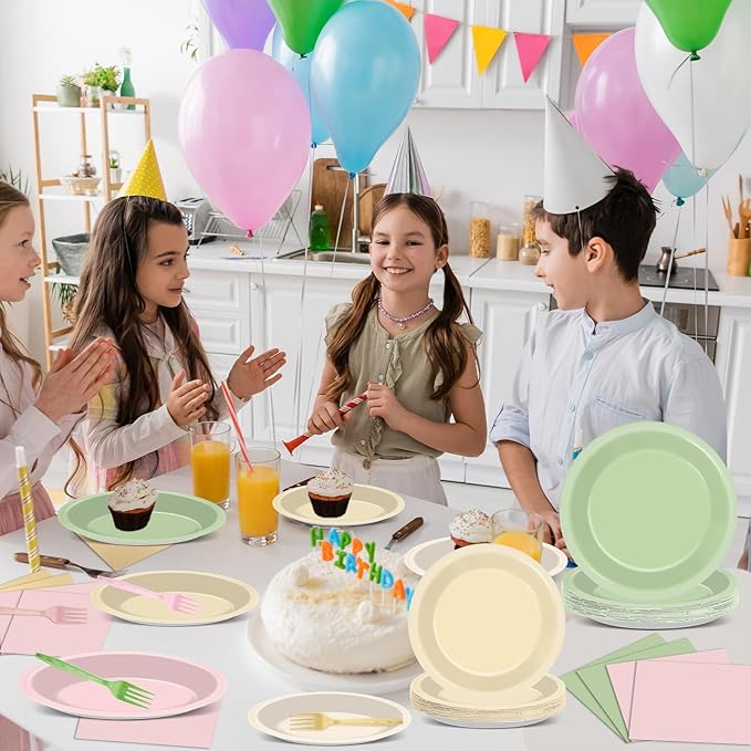 96Pcs Pink and Sage Green Birthday Party Decorations Olive Dusty Pink Metallic Gold Nude Paper Plates and Napkins Boho Tablewares for Girl Birthday Baby Shower Bachelorette Party Supplies 24 Guest