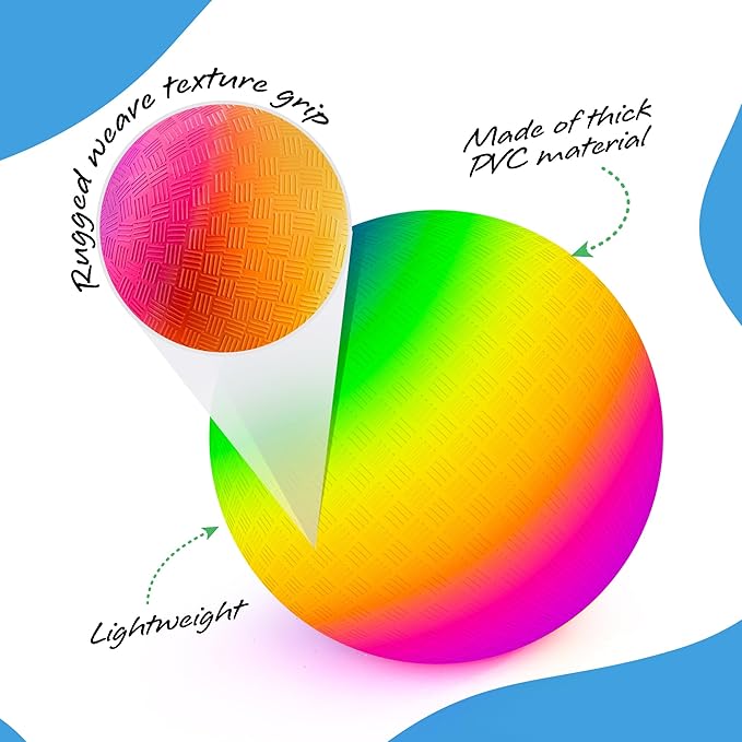 ArtCreativity Rainbow Playground Ball for Kids with Hand Pump, Bouncy 18 Inch Rubber Kick Ball for Backyard, Park & Beach Outdoor Fun, Beautiful Rainbow Colors, Durable Outdoor Toys for Boys & Girls