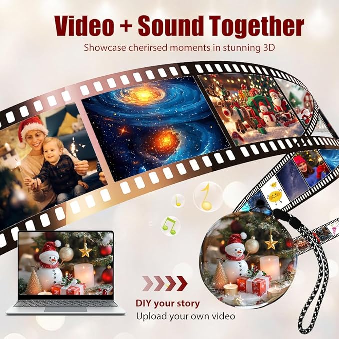 Memory Sphere, 2026 New 2.7" Crystal Ball Video Player, Personalized Digital Memory Display, Uploadable Videos Photos, DIY Gift for Couples Friends Anniversary Birthday Christmas (Pink)