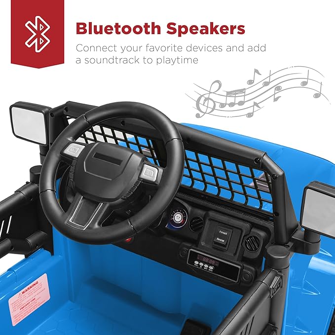 Best Choice Products 12V Kids Electric Vehicle Toy Ride On Car with Parent Remote Control for Toddlers, Seat Harness, 61 lbs Weight Capacity, Locking Doors, Spring Suspension, Bluetooth - Light Blue