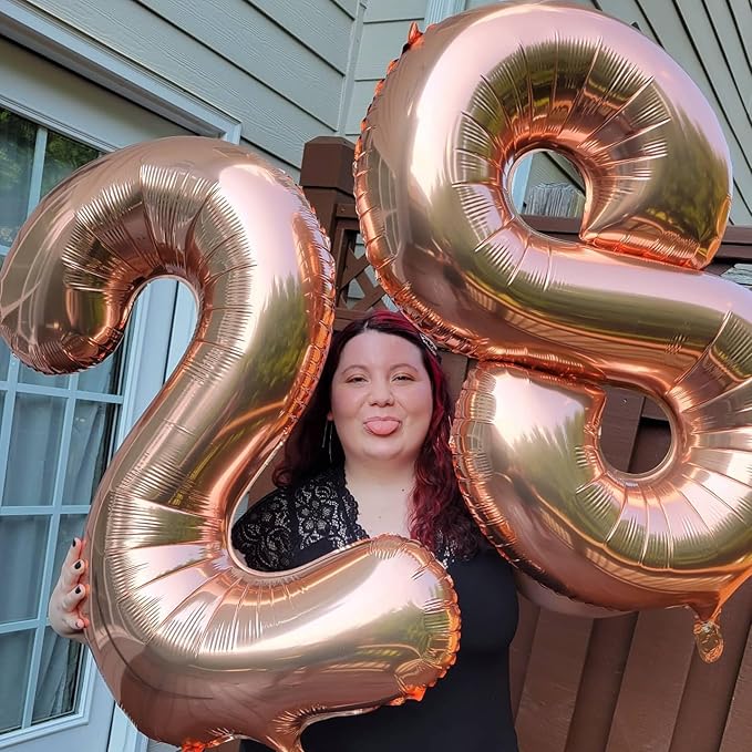 Rose Gold Number 18 Balloon 40 inch, 18 Number Balloons, 18th Birthday Decorations, 18 Year Old Women Men Rose Gold Party Supplies