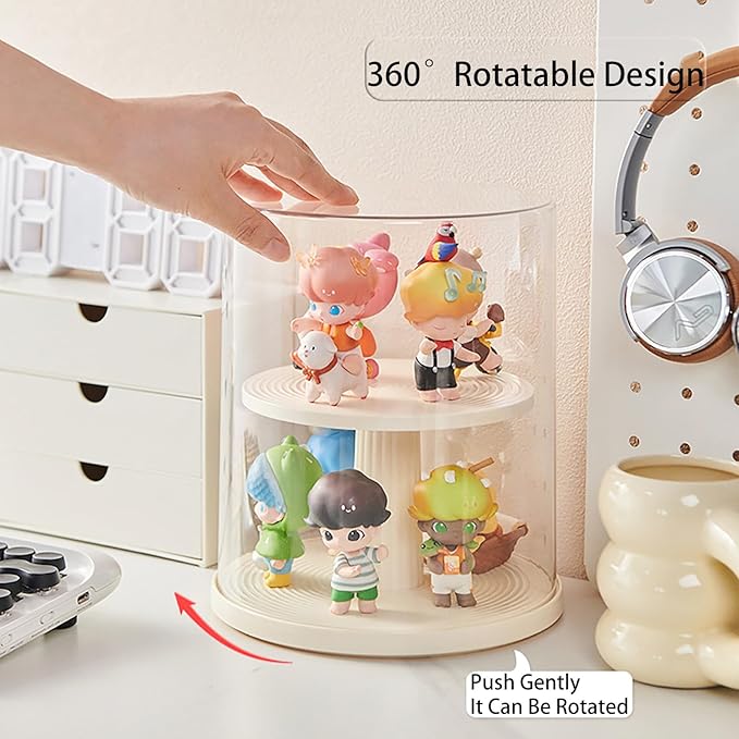 Clear Figures Display Case with Rotatable Stackable Figures Blind Box Doll Display Stand for Pop Mart Lego Collectibles Action Figures