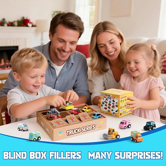 Fajiabao 18 PCS Toy Cars for Toddlers Mini Pull Back Cars Trucks Party Favors for Kids 3-5 Classroom Prizes Easter Egg Fillers Basket Stuffers Bulk & Goodie Bag & Pinata for 2 3 4 5 6 Boys Girls