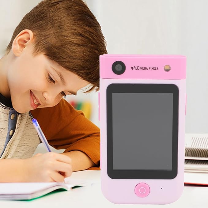 48MP 1080P HD Kids Smart Phone, 2.8in Touchscreen Camera with Autofocus, 180° Rotating Lens, Music Player, Games, Voice Recorder, for Boys Girls, with Carton Stickers (Pink Rabbit)