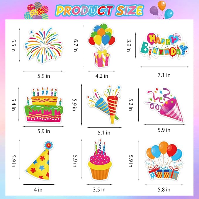 40Pcs Birthday Hanging Swirls, Colorful Cupcake Balloon Sign Swirl Decor Birthday Ceiling Decorations Happy Birthday Hanging Swirl Decorations for Baby Shower Birthday Party Supplies