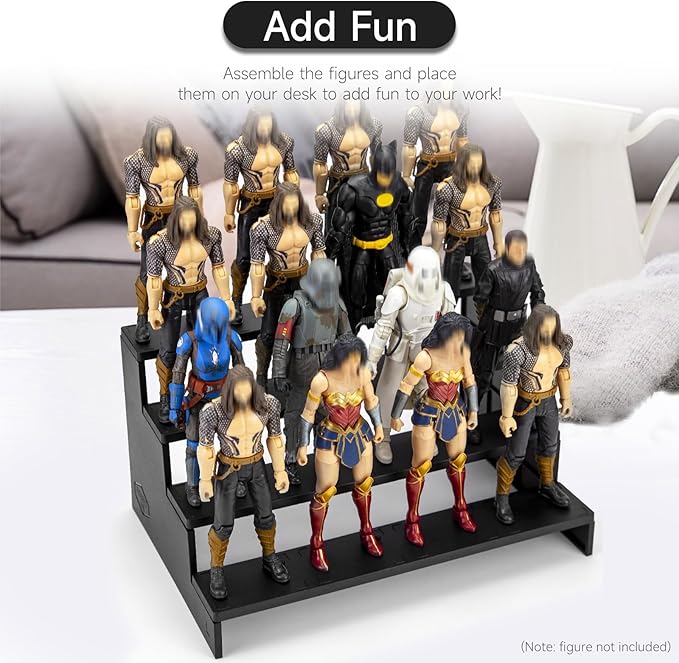 6 inch Acrylic Riser Display Shelf,Clear Action Figures Stands With PEG,4 Tier Toy Collectibles Organizer Compatible with 1/12 Scale Action Figure Toy (Only Fit For 6 inch SW Black Series Figure Toy-Black)