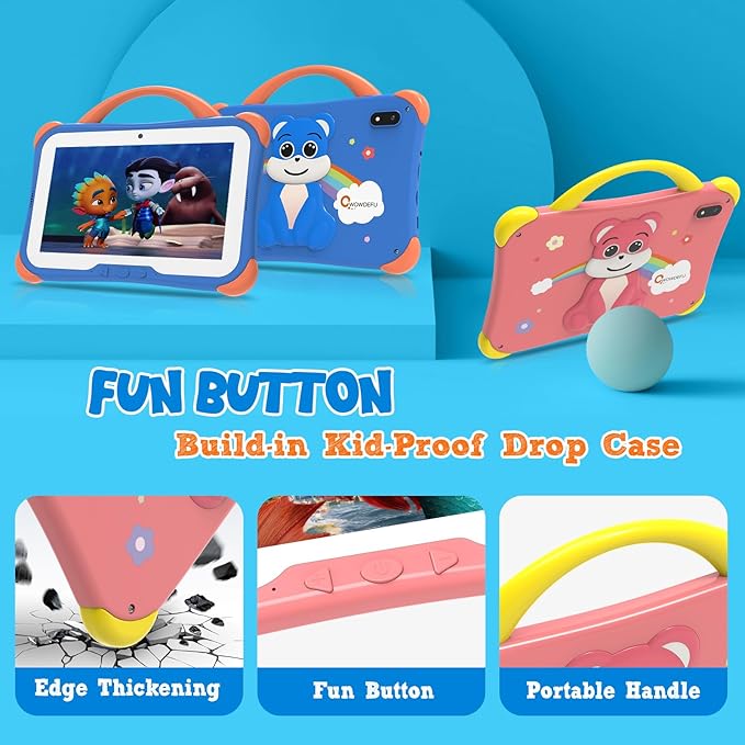 CWOWDEFU Kid's Tablet, 7' Tablet for Kids, 64Gb Android 14 Tablet Features 4000mAh Battery, Bluetooth 5.0, 5G WiFi, 5MP+2MP Dual Camera, Best Gift for Children