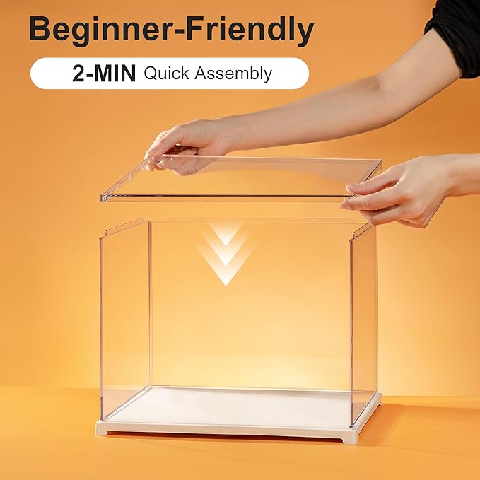 Rolife Dust Cover for DIY Miniature House, 8.8 x 7.6 x 6.1 Inches Clear Acrylic Display Case for Specific Mini Dollhouse Kits, Transparent Protective Showcase for Collectibles & Action Figures