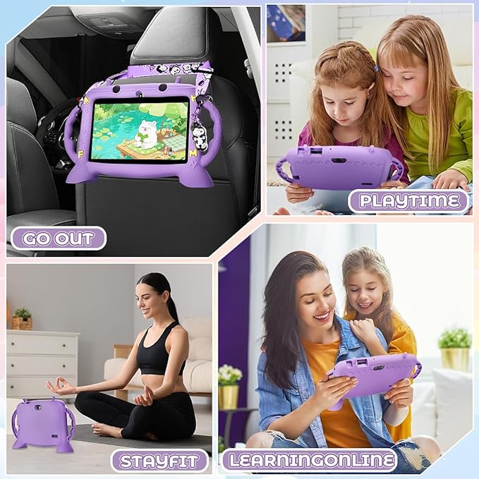 Kids Tablet, 7 inch Tablet for Kids 2-10, Educational Learning Toddler Tablet Android 11, 3GB RAM+32GB ROM Storage, Google Play YouTube, Baby Girl boy Present（Purple）