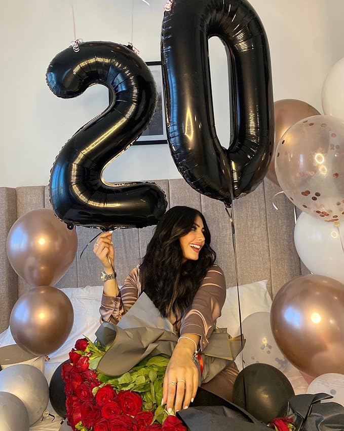 40 Inch Black Number 12 Balloon, Giant Number 12 Balloons for 12th Birthday Decorations, Party Supplies for Baby Boy Girl, Black Party Decor