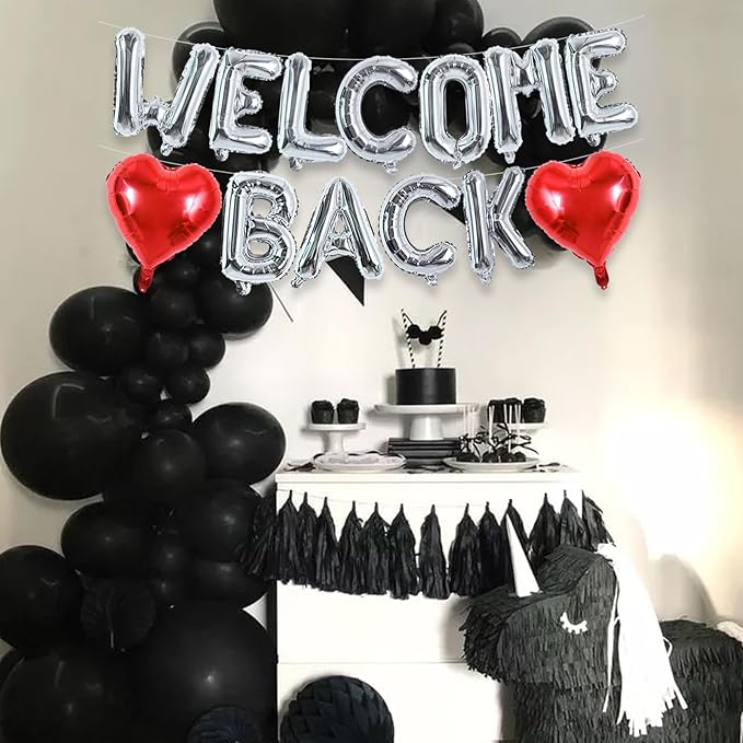 TONIFUL Welcome Back Balloons,16 Inch Silver Welcome Back Foil Balloons Banner Welcome Back Party Decorations for Homecoming Party Decorations House Warming Party Family Gathering Supplies