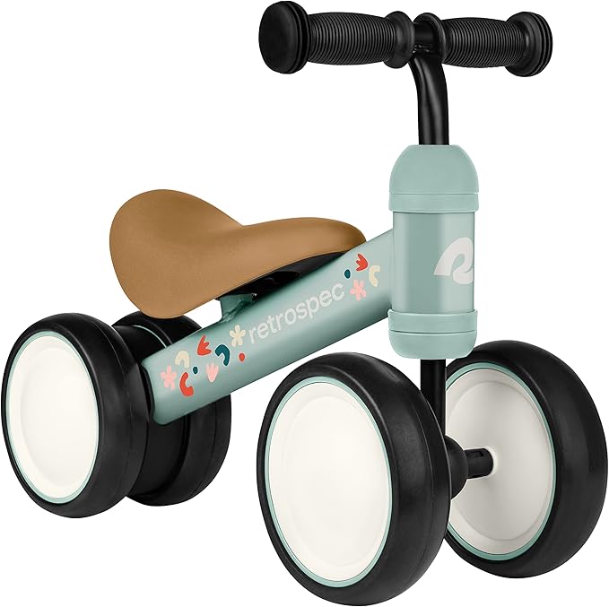 Retrospec Cricket Baby Balance Bike, 4-Wheel Ride-On Toy for Ages 12-24 Months – First Bike & Toddler Bike for 1 Year Old Boys & Girls, First Birthday Gift