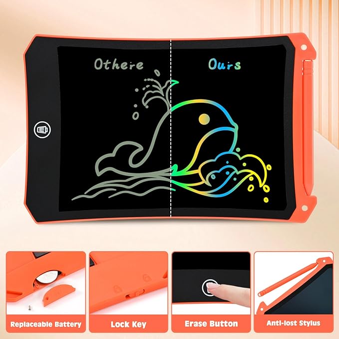 cimetech LCD Writing Tablet, 2 Pack Toddler Kids Toys, 8.5 Inch Drawing Pad Coloring Books, Travel Essentials Activities, Christmas Birthday Gifts for Girls Boys Age 3-8