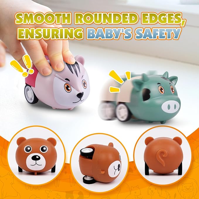 36 pcs Animals Pull Back Cars, Mini Vehicles Toy Small Cars Pull Back Racing Vehicles Set, Mini Toy Cars, Carnival Prizes Goodie Bag Stuffers, Mini Car Party Favors for Kids