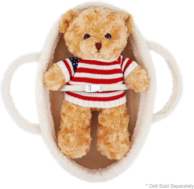 June Garden Cozy Dream Doll Bassinet - Baby Doll Portable Carrier - Fits for American Girl Dolls or Teddy Bears up to 14" - Cream White