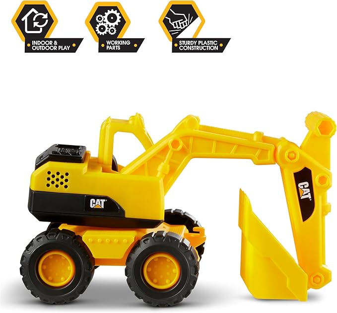 Cat Construction Fleet 10” Excavator Toy – Heavy‑Duty Plastic, Working Boom & Bucket, Free‑Rolling Wheels, Indoor/Outdoor Sandbox Vehicle for Toddlers & Kids Ages 2 +