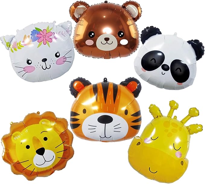 Tiger Balloons 24 Inch Giraffe Bear Lion Shaped Animal Balloons for Jungle Safari Kids Birthday Party Decorations