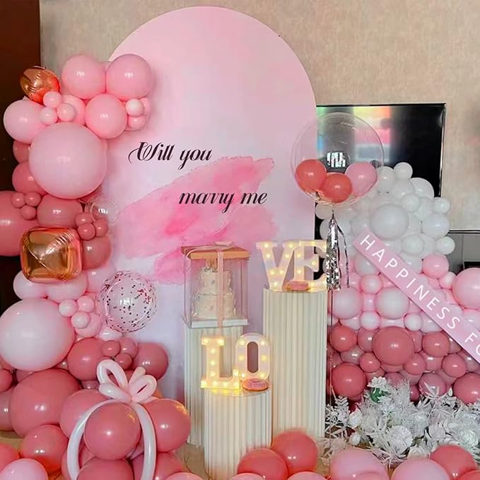 134Pcs Retro Rose Red Balloons Different Sizes 5 10 12 18 Inch Retro Rose Red Latex Balloon for Birthday Wedding Baby Shower.